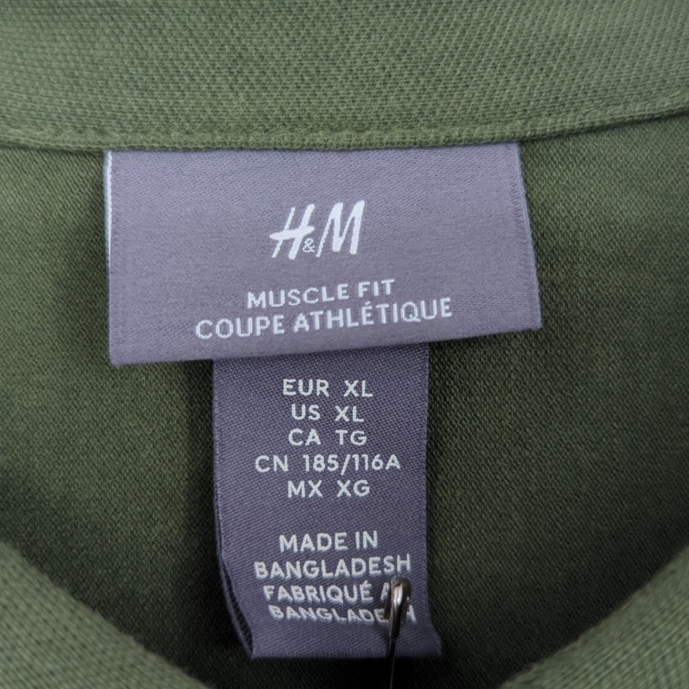H&M Polo Collar Knit Shirt Green XL tennis prep Business casual preppy classic - Picture 4 of 5